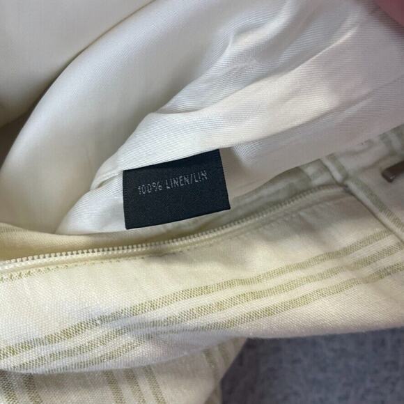 Lafayette 148 Womens Pants 100% Linen Cropped Lined Cuffed Cream Tan Striped 4 - Picture 5 of 11